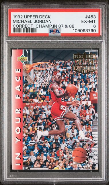 1992-93 Upper Deck Correct Championship In 87 & 88 #453 Michael Jordan PSA 6