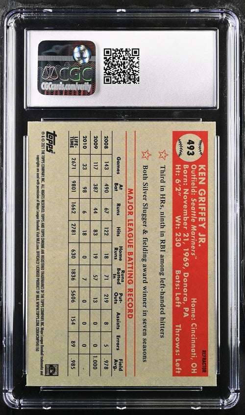 2021 Topps Chrome Platinum Anniversary Refractor #493 Ken Griffey Jr. CGC 10