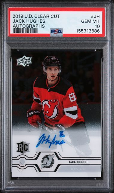 2019-20 Upper Deck Clear Cut Autographs #JH Jack Hughes PSA 10 (Rookie)
