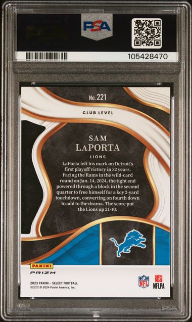 2023 Select Black and Red Die Cut Prizm #221 Sam LaPorta PSA 9 (Rookie) | Eastridge Sports Cards