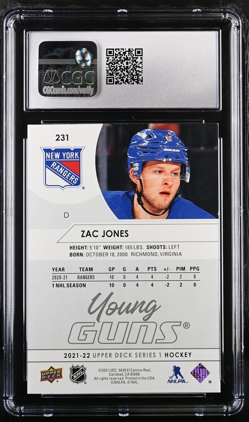 2021-22 Upper Deck #231 Zac Jones CGC 8 (Rookie)