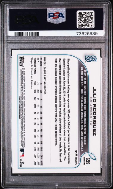 2022 Topps Image Variation SP #659 Julio Rodriguez PSA 10 (Rookie)