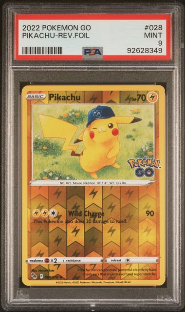 2022 Pokemon Go #028 Pikachu- Reverse Holo PSA 9