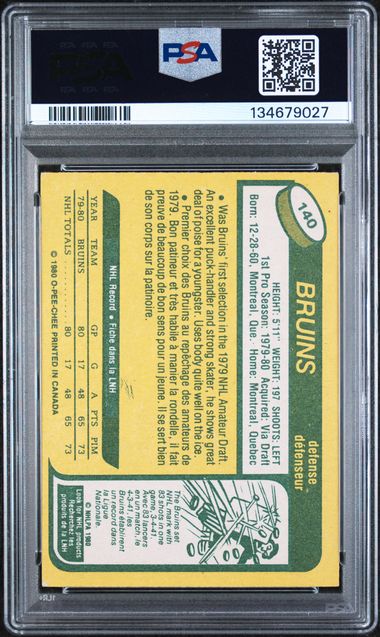 1980-81 O-Pee-Chee #140 Ray Bourque PSA 6 (Rookie)