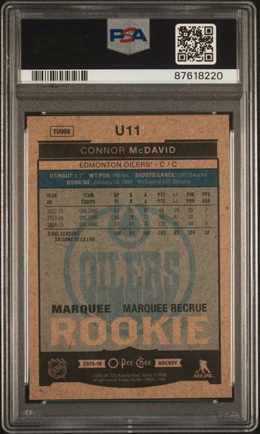 2015-16 O-Pee-Chee Update #U11 Connor McDavid PSA 9 (Rookie)
