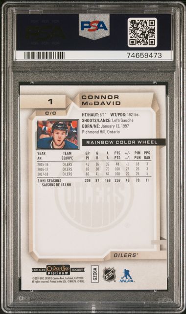2018-19 O-Pee-Chee Platinum Rainbow Color Wheel #1 Connor McDavid PSA 10