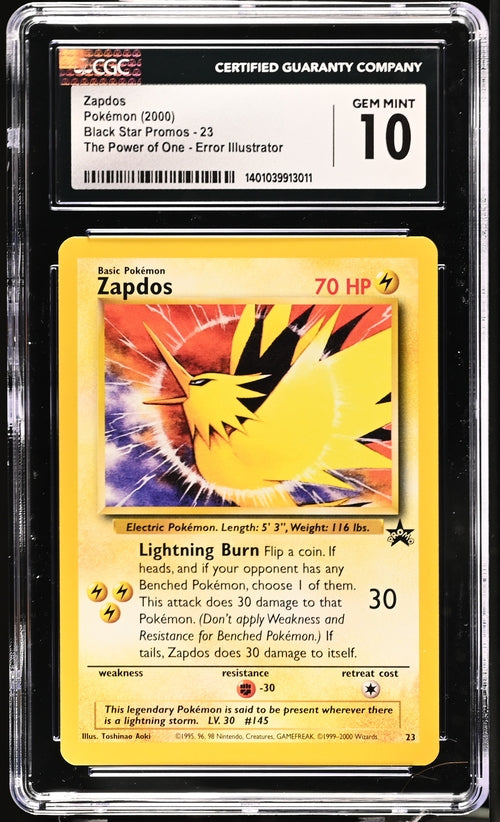 2000 Pokemon The Power of One Promo #23 Zapdos- Illustrator Error CGC 10