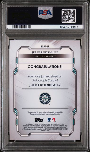2019 Bowman Sterling Prospect Autographs #JR Julio Rodriguez PSA 9