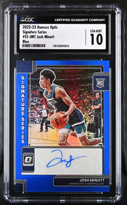 2022-23 Donruss Optic Signature Series Blue #SS-JMT Josh Minott #20/25 CGC 10 (Auto 10) (Rookie)
