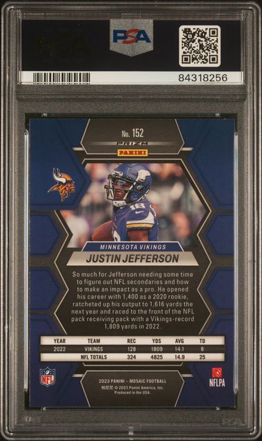 2023 Panini Mosaic Honeycomb Prizm #152 Justin Jefferson PSA 10