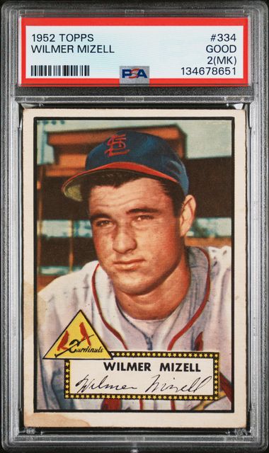 1952 Topps #334 Wilmer Mizell PSA 2(MK)