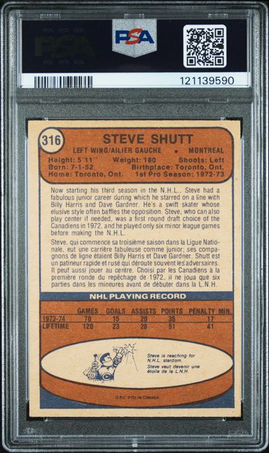 1974-75 O-Pee-Chee #316 Steve Shutt PSA 5 (Rookie)
