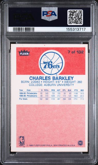1986-87 Fleer #7 Charles Barkley PSA 7 (Rookie)