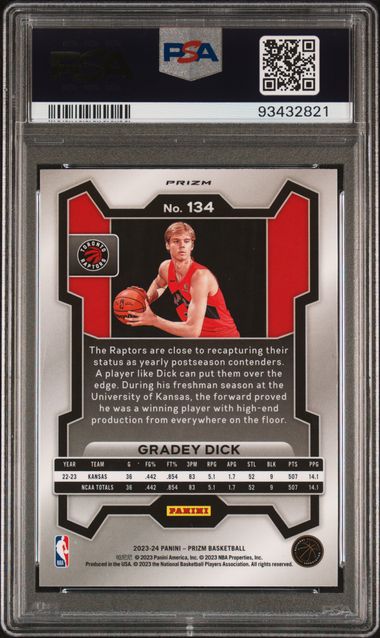 2023-24 Panini Prizm Red,White & Blue Prizm #134 Gradey Dick PSA 10 (Rookie)