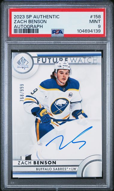 2023-24 SP Authentic #158 Zach Benson #768/999 PSA 9 (Rookie)