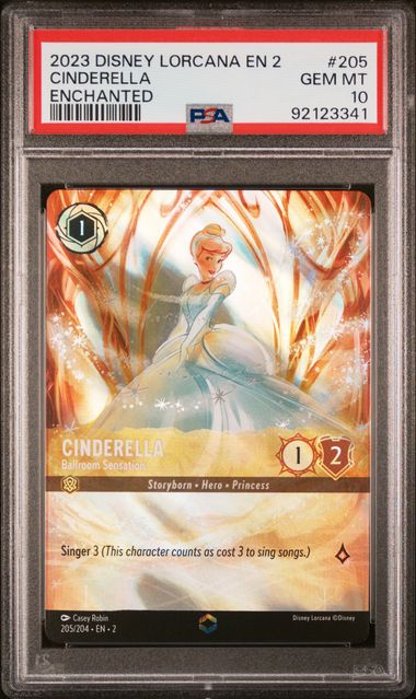 2023 Disney Lorcana Rise of the Floodborn #205 Cinderella - Ballroom Sensation (Enchanted) PSA 10