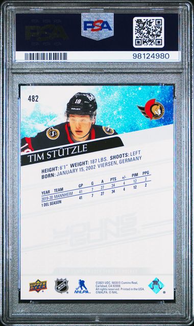 2020-21 Upper Deck #482 Tim Stutzle PSA 9 (Rookie)