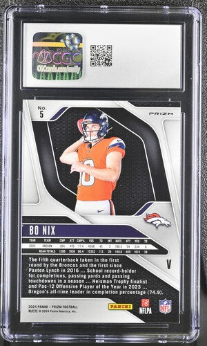 2024 Panini Prizm Rookie Variations Silver #5 Bo Nix CGC 9.5 (Rookie)