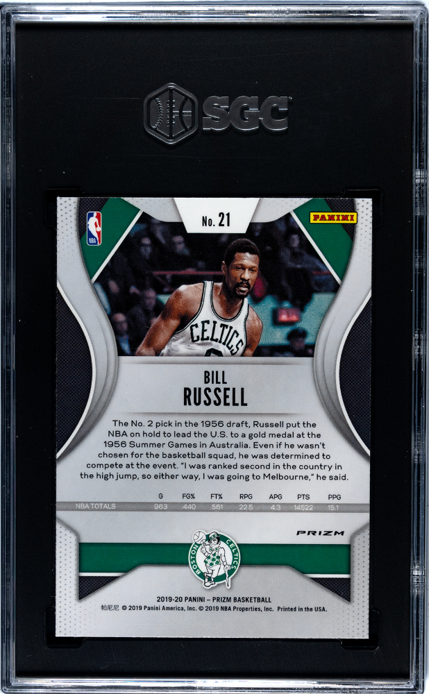 2019-20 Panini Prizm Green Prizm #21 Bill Russell SGC 10