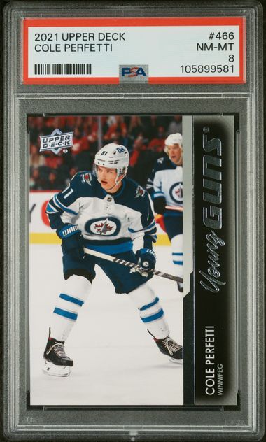 2021-22 Upper Deck #466 Cole Perfetti PSA 8 (Rookie)