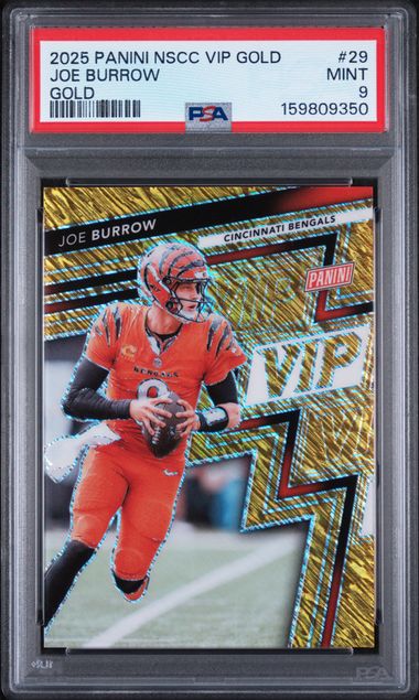 2025 Panini The National Gold Pack Gold #29 Joe Burrow #01/10 PSA 9