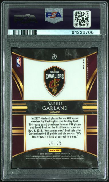 2019-20 Panini Select Blue Disco Prizm #126 Darius Garland #20/25 PSA 10 (Rookie)