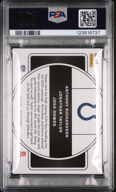 2024 Panini Obsidian Nucleus Orange Mosaic #23 Anthony Richardson/Jonathan Taylor/Josh Downs PSA 10