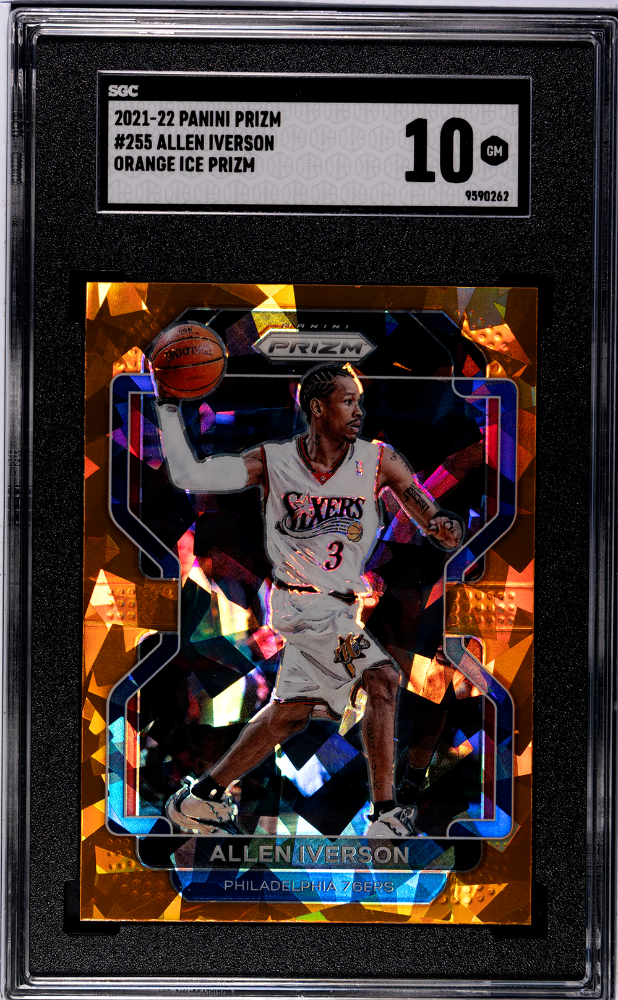 2021-22 Panini Prizm Orange Ice #255 Allen Iverson SGC 10