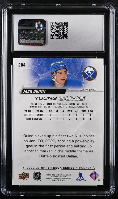 2022-23 Upper Deck #204 Jack Quinn CGC 10 (Rookie)