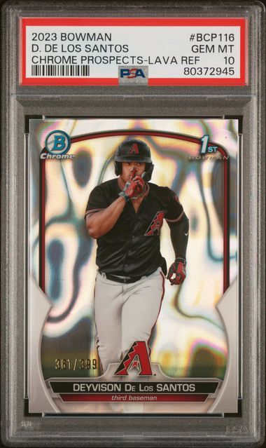 2023 Bowman Chrome Prospects Lava Refractor #BCP116 Deyvison De Los Santos #361/399 PSA 10