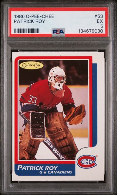 1986-87 O-Pee-Chee #53 Patrick Roy PSA 5 (Rookie)