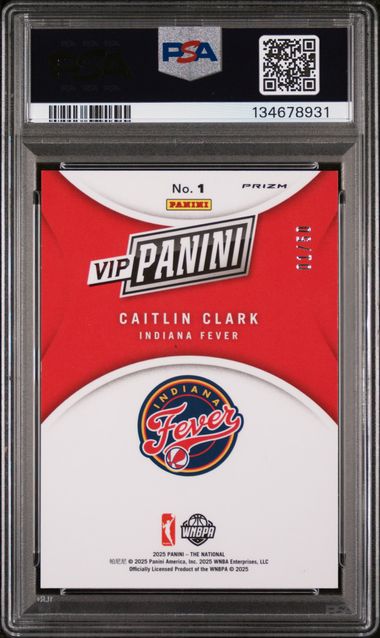 2025 Panini The National VIP Gold Purple Sparkle #1 Caitlin Clark #01/50 PSA 10