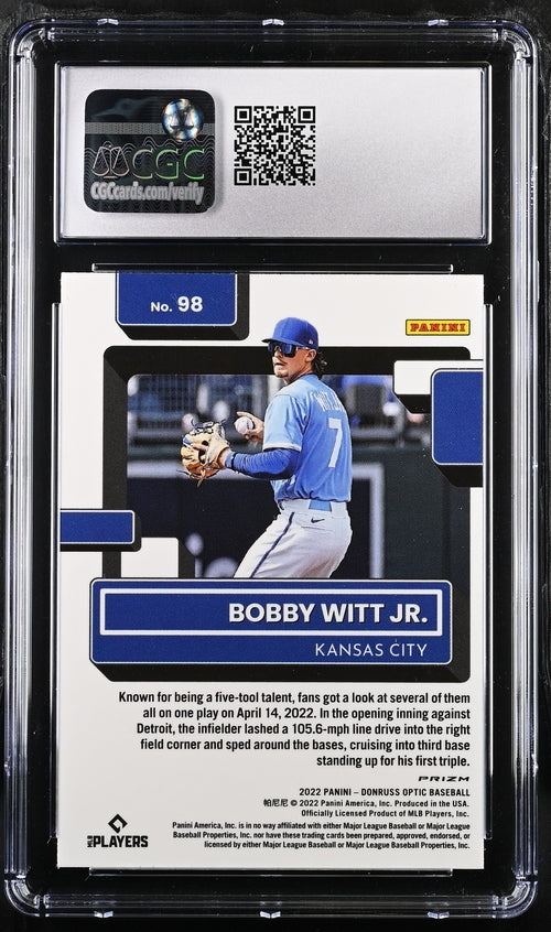 2022 Donruss Optic Pink #98 Bobby Witt Jr. CGC 8.5 (Rookie)