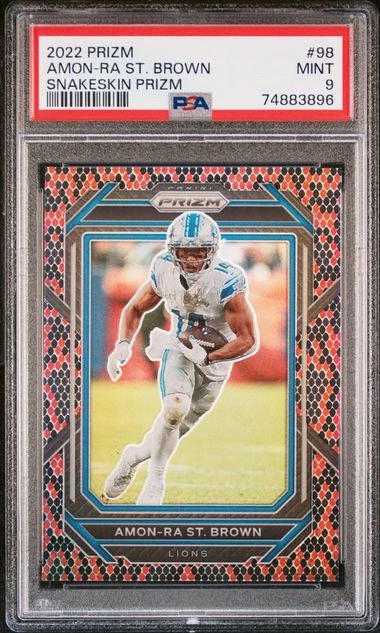 2022 Panini Prizm Snakeskin Prizm #98 Amon-Ra St. Brown PSA 9