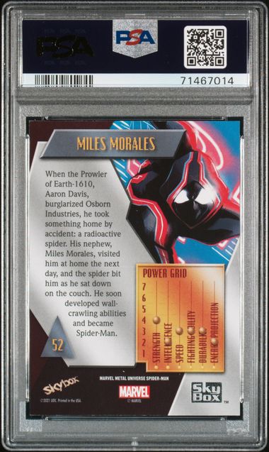 2022 Marvel Metal Universe Spider-Man Light FX Gold #52 Miles Morales PSA 8