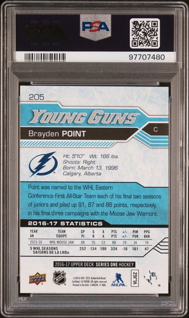 2016-17 Upper Deck #205 Brayden Point PSA 10 (Rookie)