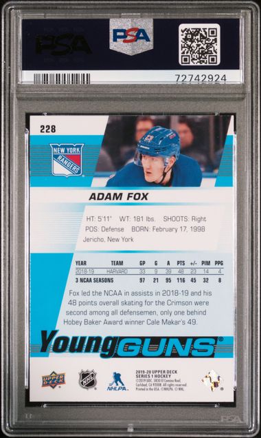 2019-20 Upper Deck #228 Adam Fox PSA 9 (Rookie)