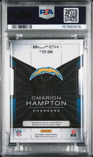 2025 Panini Black Futuristic Relic #FUT-OHN Omarion Hampton #038/199 PSA 8 (Rookie)