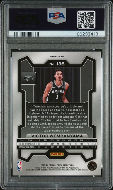 2023-24 Panini Prizm Orange Ice #136 Victor Wembanyama PSA 9 (Rookie) | Eastridge Sports Cards