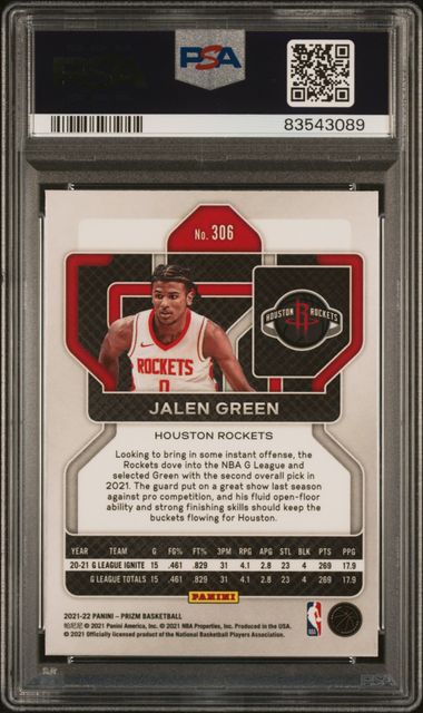 2021-22 Panini Prizm #306 Jalen Green PSA 10 (Rookie)