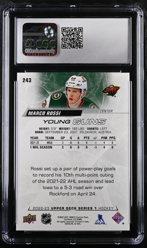 2022-23 Upper Deck #243 Marco Rossi CGC 9.5 (Rookie)