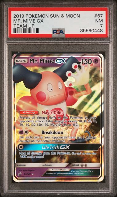 2019 Pokemon Team Up #67 Mr. Mime GX PSA 7
