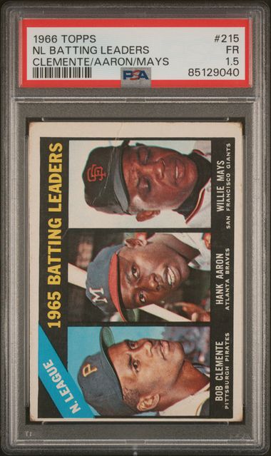 1966 Topps NL Batting Leaders #215 Bob Clemente/Hank Aaron/Willie Mays PSA 1.5