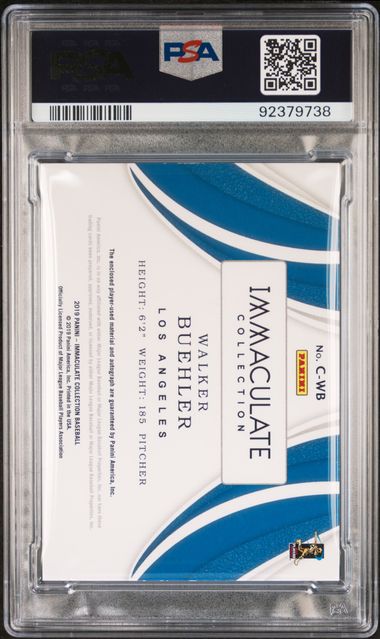 2019 Panini Immaculate Collection Complete Autograph Relics #C-WB Walker Buehler #20/25 PSA 8
