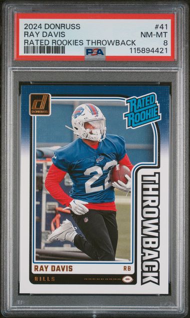 2024 Donruss Rated Rookies Throwback #41 Ray Davis PSA 8 (Rookie)