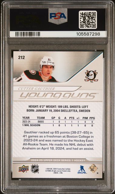 2024-25 Upper Deck #212 Cutter Gauthier PSA 9 (Rookie) | Eastridge Sports Cards