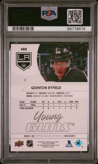 2021-22 Upper Deck #488 Quinton Byfield PSA 9 (Rookie)