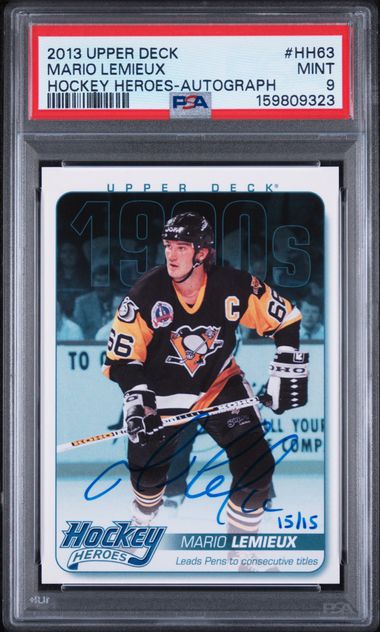2013-14 Upper Deck Hockey Heroes Autograph #HH63 Mario Lemieux #15/15 PSA 9