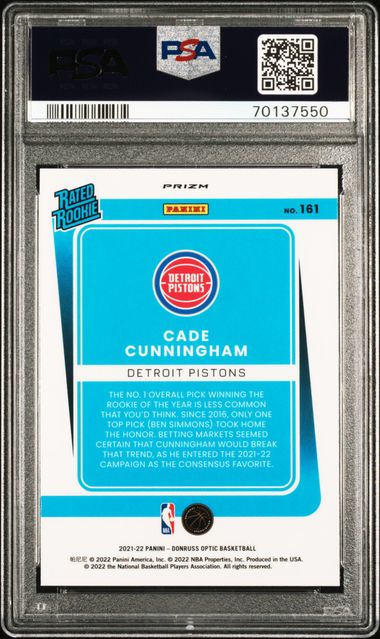 2021-22 Donruss Optic Blue Pulsar #161 Cade Cunningham PSA 10 (Rookie)