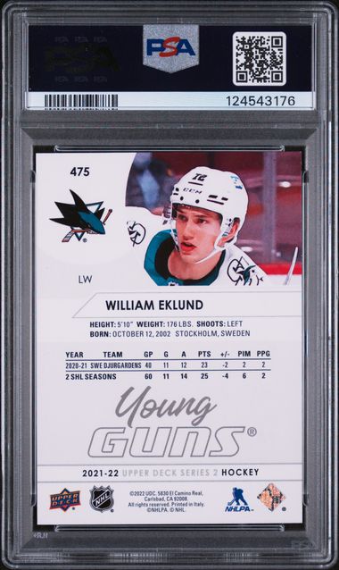 2021-22 Upper Deck #475 William Eklund PSA 10 (Rookie)